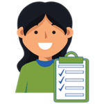 smiling woman with clipboard and checkmark to-do list