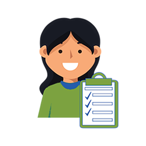 smiling woman with clipboard and checkmark to-do list